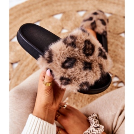PM1 Ciabatte Con Pelliccia, Gomma Leopard Marrone Noelle beige 1