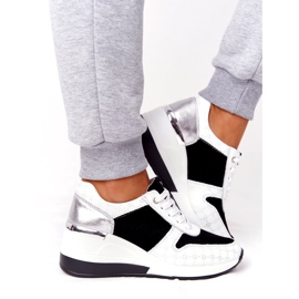 Sneakers con zeppa in pelle S.Barski Nero-Bianco 2