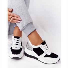 Sneakers con zeppa in pelle S.Barski Nero-Bianco 4