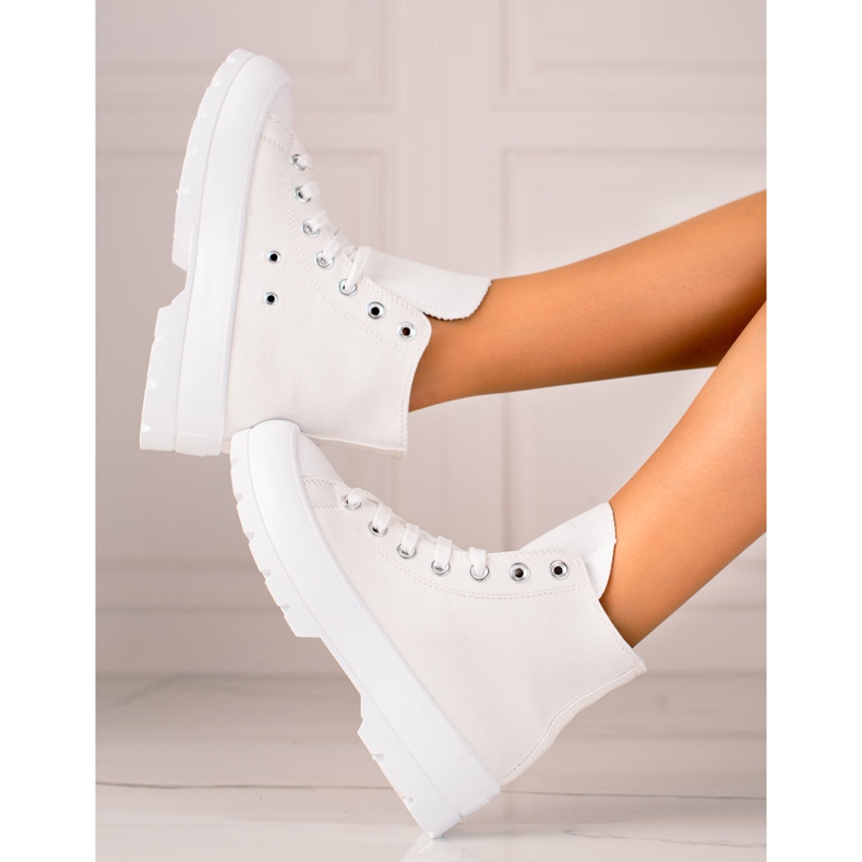 TRENDI Sneakers Alte Sulla Piattaforma bianco 1