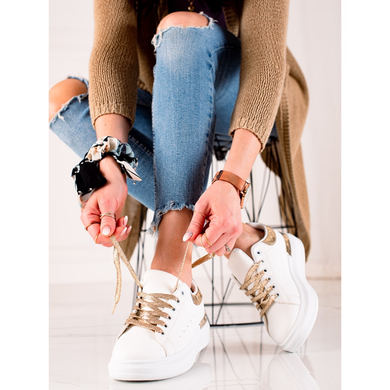 BUONAROTTI Sneakers Con Inserti Dorati bianca d'oro 1