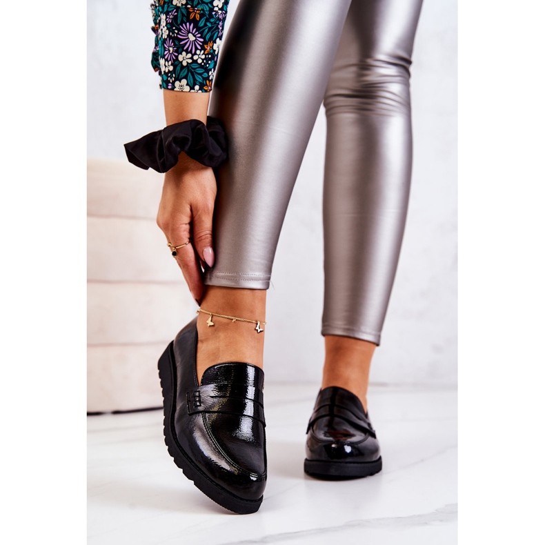 PL5 Mocassini con zeppa laccati La.Fi Black Alannah nero 2