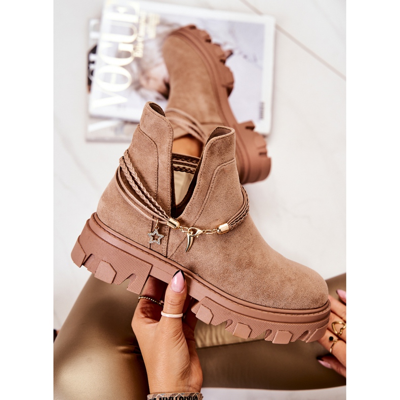 PS1 Stivali Da Lavoro In Pelle Scamosciata Con Righe Beige Moriah marrone 1