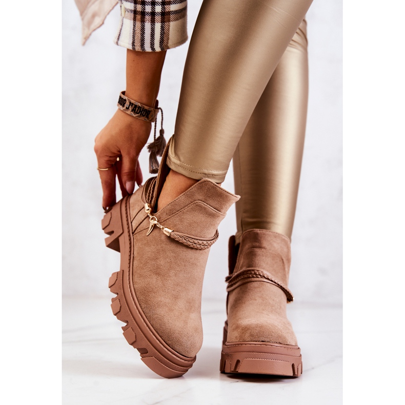 PS1 Stivali Da Lavoro In Pelle Scamosciata Con Righe Beige Moriah marrone 2