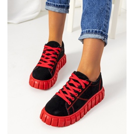 Sneakers nere con suola spessa Liane nero rosso 1