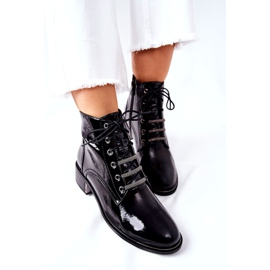 D&A Stivaletti Classici da Donna Laccati Neri Riflessi nero 5