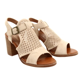 Evento Beige Openwork Women's Event Sandals 21SD35-3581 3