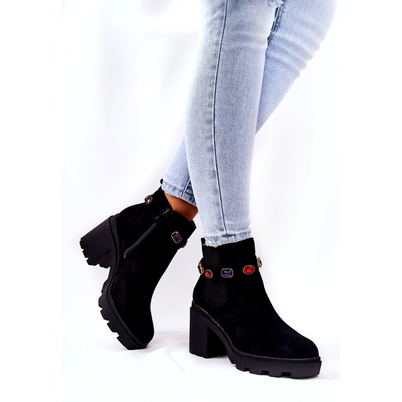 SEA Stivali Donna Con Tacco Con Cristalli Nero Macbeth 2