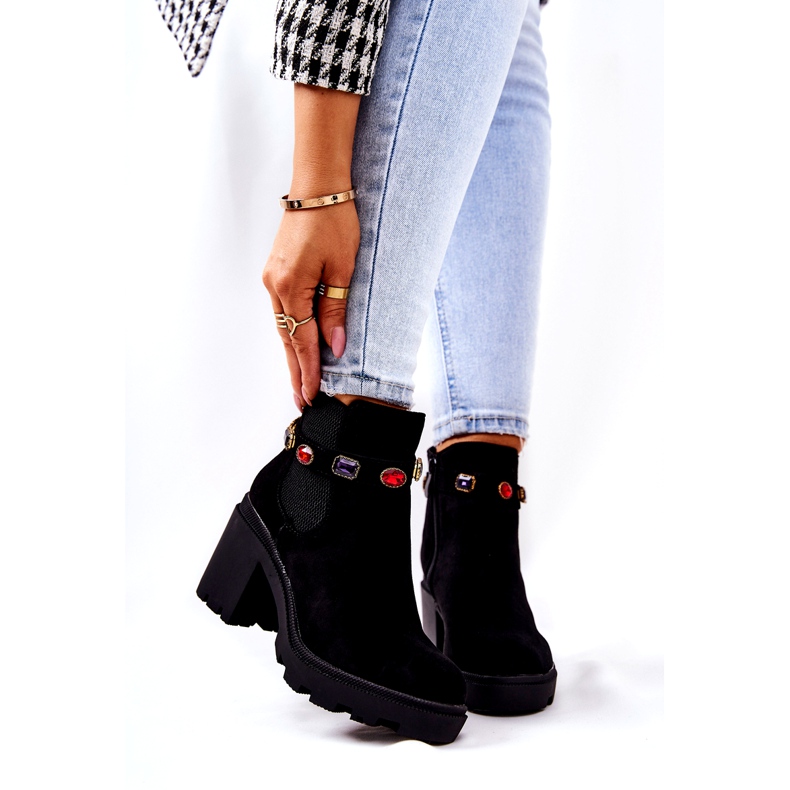 SEA Stivali Donna Con Tacco Con Cristalli Nero Macbeth 3