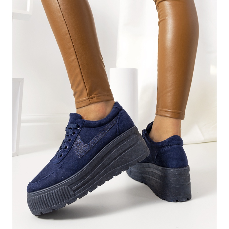 Sneakers blu navy con suola alta Botanical 1