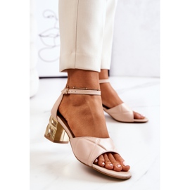 Lewski Shoes Sandali In Pelle Su Un Bar Lewski 3027 Beige d'oro 2