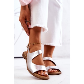 Lewski Shoes Sandali con fibbia in pelle Lewski 3041 Argento d'argento 2