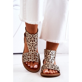 Lewski Shoes Sandali in pelle traforati Lewski 2699/2 Golden d'oro 1