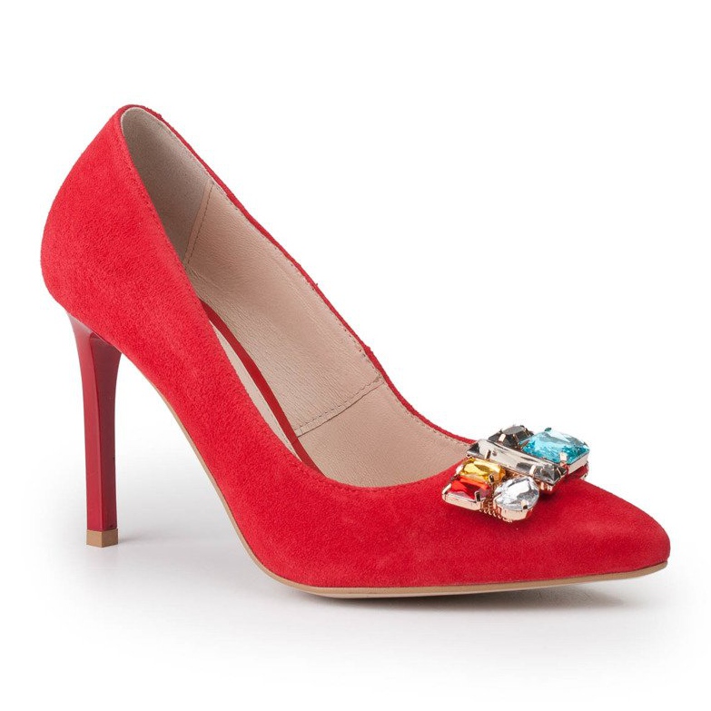 Marco Shoes 1057P borchie rosse con pietre grandi rosso 1