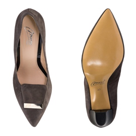 Marco Shoes 1008P décolleté in velour marrone con decorazioni 1