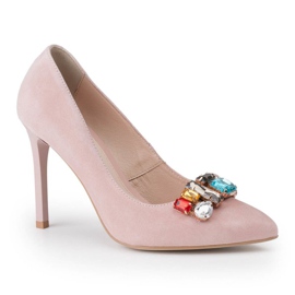 Marco Shoes 1057P borchie rosa con pietre grandi 1