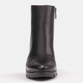 Marco Shoes Stivali audaci realizzati in pelle a grana naturale con tacco spesso nero 1