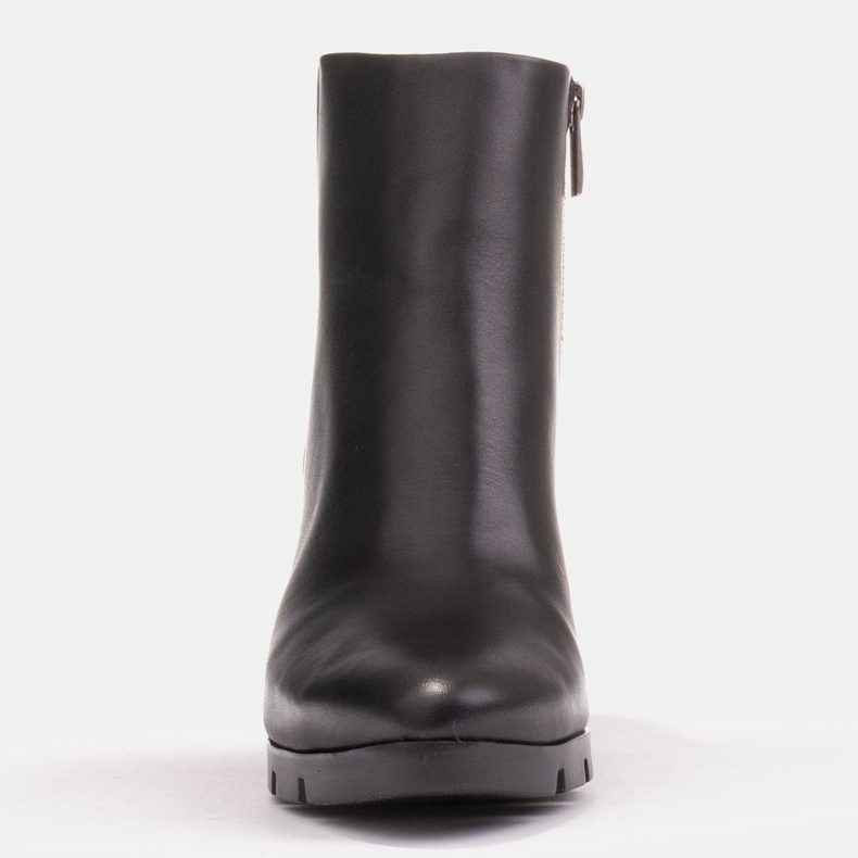 Marco Shoes Stivali audaci realizzati in pelle a grana naturale con tacco spesso nero 1