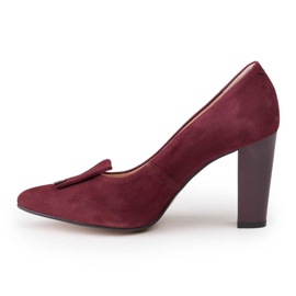 Décolleté in velour bordeaux Marco Shoes 1008P con abbellimento rosso 2