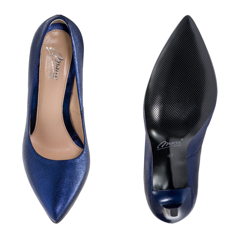 Marco Shoes Stiletto blu navy con tacco alto in vera pelle 1