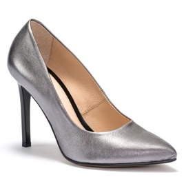 Marco Shoes Stiletto Marco in pelle naturale con tacco argento grigio 2