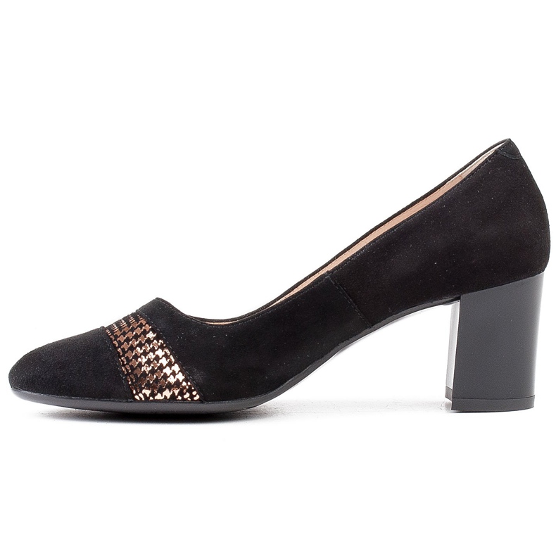 Marco Shoes Décolleté in camoscio con pied de poule metallico nero 2