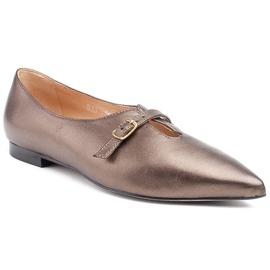 Marco Shoes Ballerine slim 1332P metallizzate con cinturino marrone 1