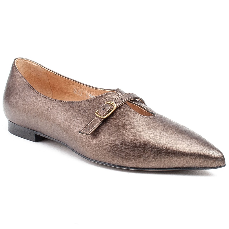 Marco Shoes Ballerine slim 1332P metallizzate con cinturino marrone 1