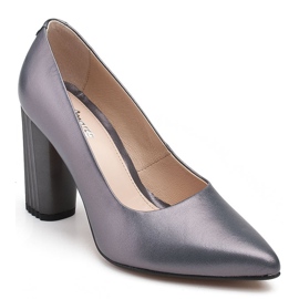 Marco Shoes Décolleté grigie con tacco a coste grigio 1