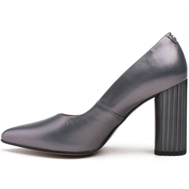 Marco Shoes Décolleté grigie con tacco a coste grigio 2