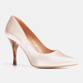Marco Shoes 1599P tacchi a spillo beige con tacco ambra 1
