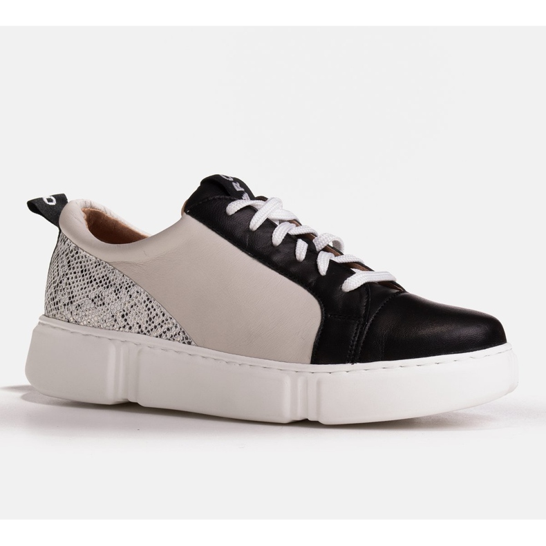 Marco Shoes Sneakers in pelle leggera nera con inserto beige nero 1