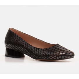 Marco Shoes Ballerine in pelle di serpente con tacco tondo nero 1