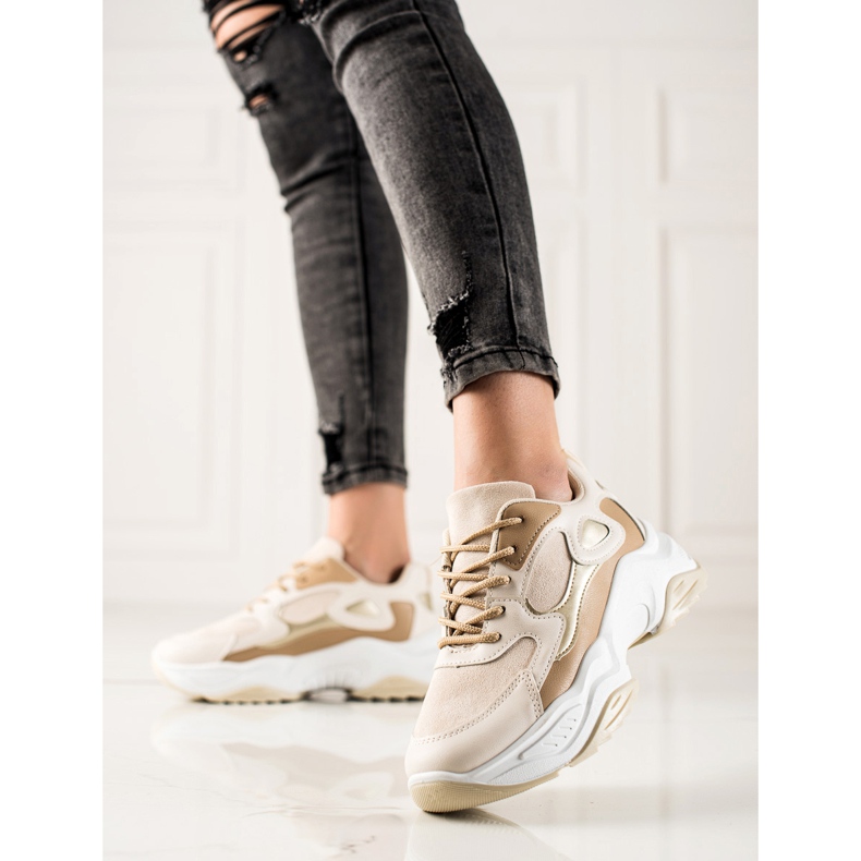 Marquiz Scarpe da ginnastica alla moda beige marrone 1