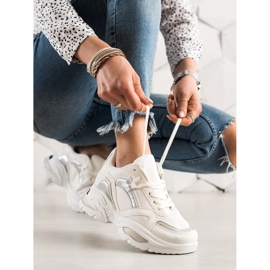 TRENDI Scarpe da ginnastica alla moda beige bianca 1