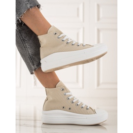 TRENDI Sneakers alla moda sulla piattaforma beige 1