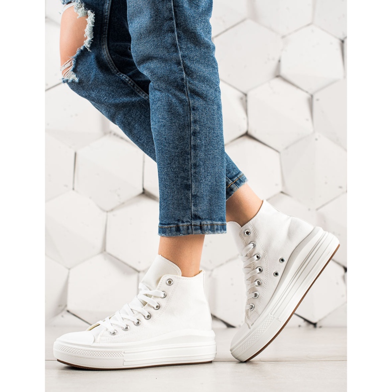 TRENDI Sneakers alla moda sulla piattaforma bianco 1