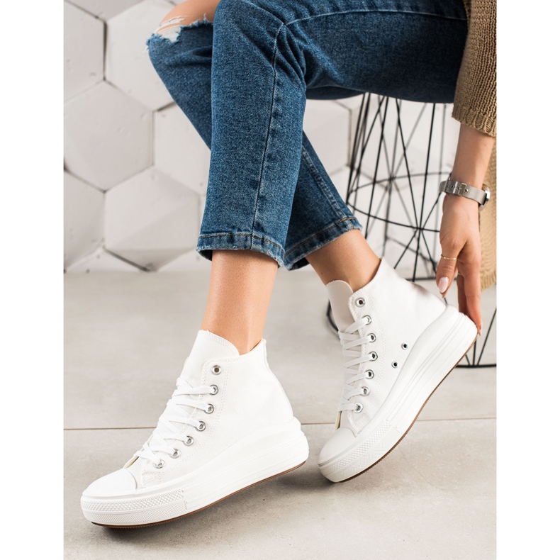 TRENDI Sneakers alla moda sulla piattaforma bianco 2