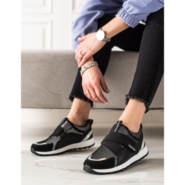 TRENDI Sneakers alla moda in velcro nero 2