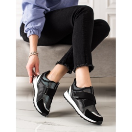 TRENDI Sneakers alla moda in velcro nero 1