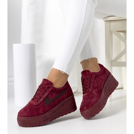 Sneakers bordeaux con suola alta Botanical rosso 1