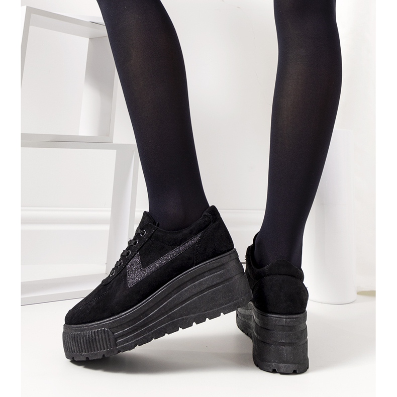Sneakers nere su suola botanica alta nero 1