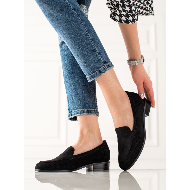 Vinceza Scarpe in camoscio traforate nero 1
