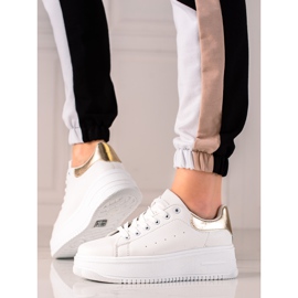 Fashion Sneakers alla moda sulla piattaforma bianca d'oro 1