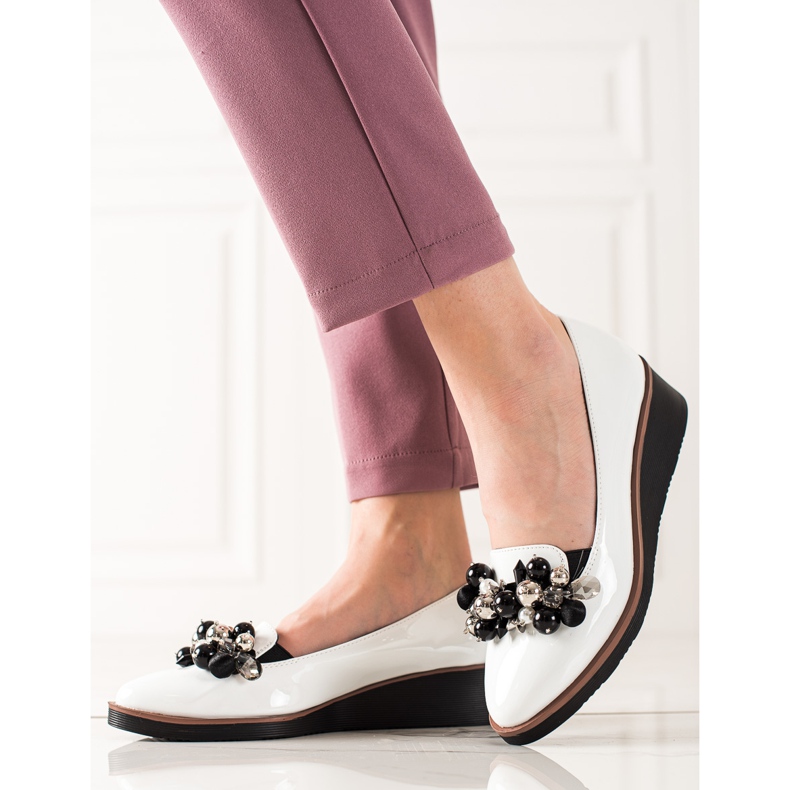 W. Potocki Eleganti scarpe con zeppa bianca 1