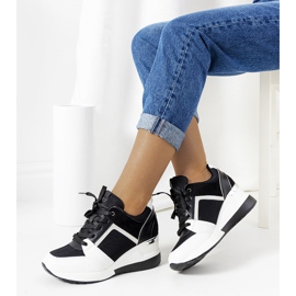 Sneakers bianche e nere sulla zeppa Lockett bianca nero 1