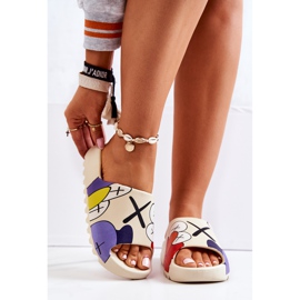 PS1 Pantofole di gomma stampate Mostri beige 2