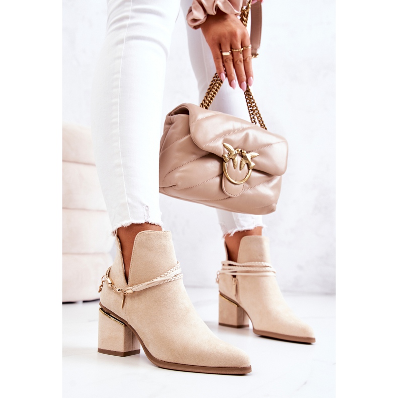 PS1 Stivali Inessa In Pelle Scamosciata Beige Con Righe 2