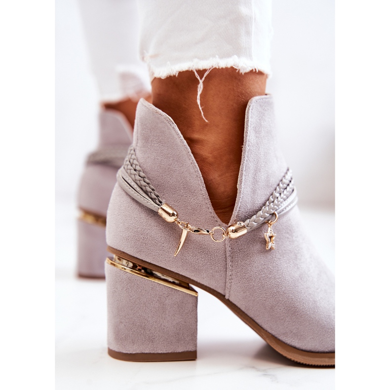 PS1 Stivali Inessa Da Cowboy In Pelle Scamosciata Grigio Con Righe 1