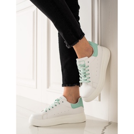 Ideal Shoes Sneakers bianche classiche bianca verde 1